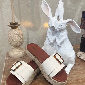 MIA Cream Slide Sandals with Buckle
